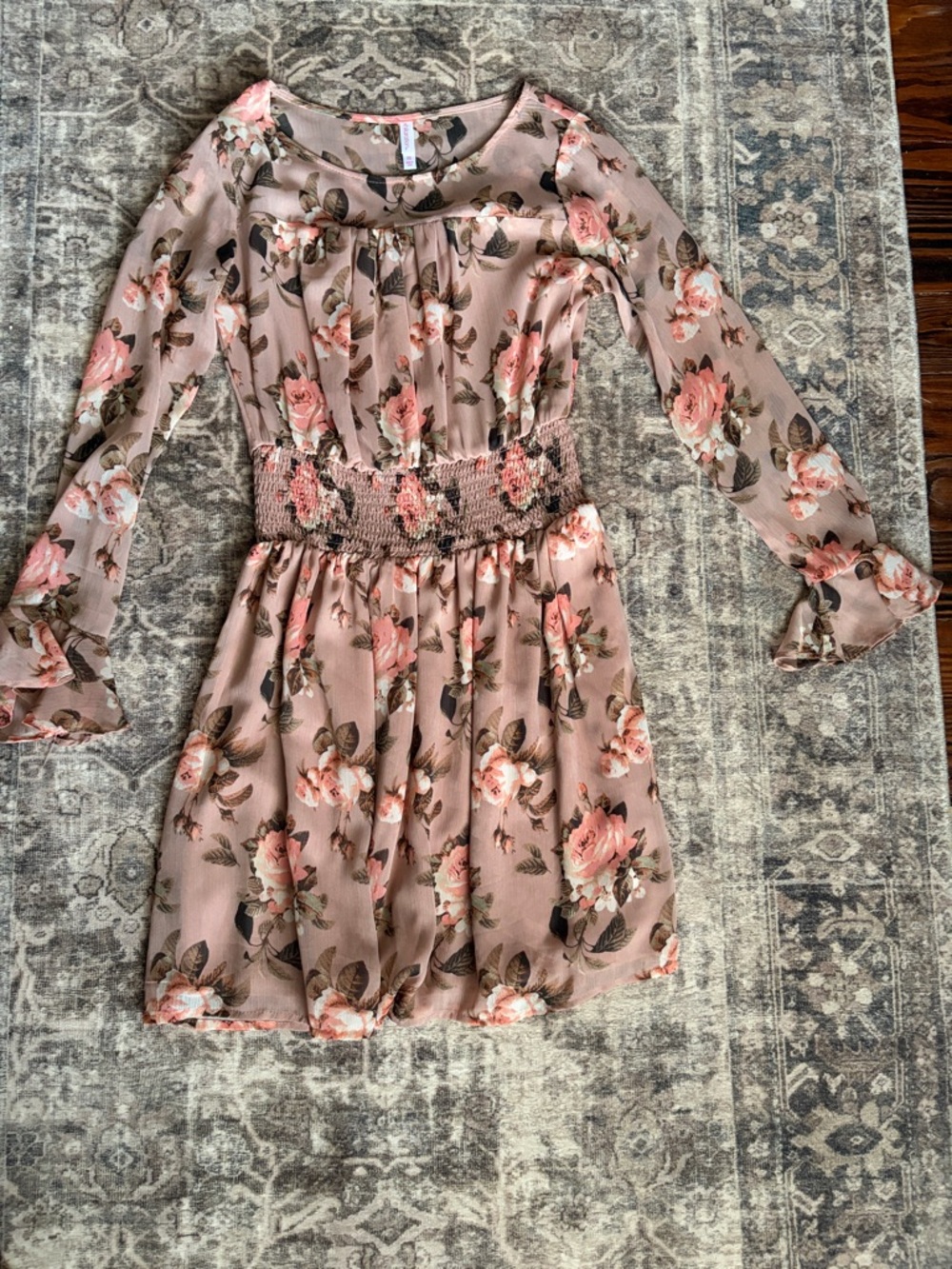 Xhilaration Pink Floral Smocked Waist Mini Dress